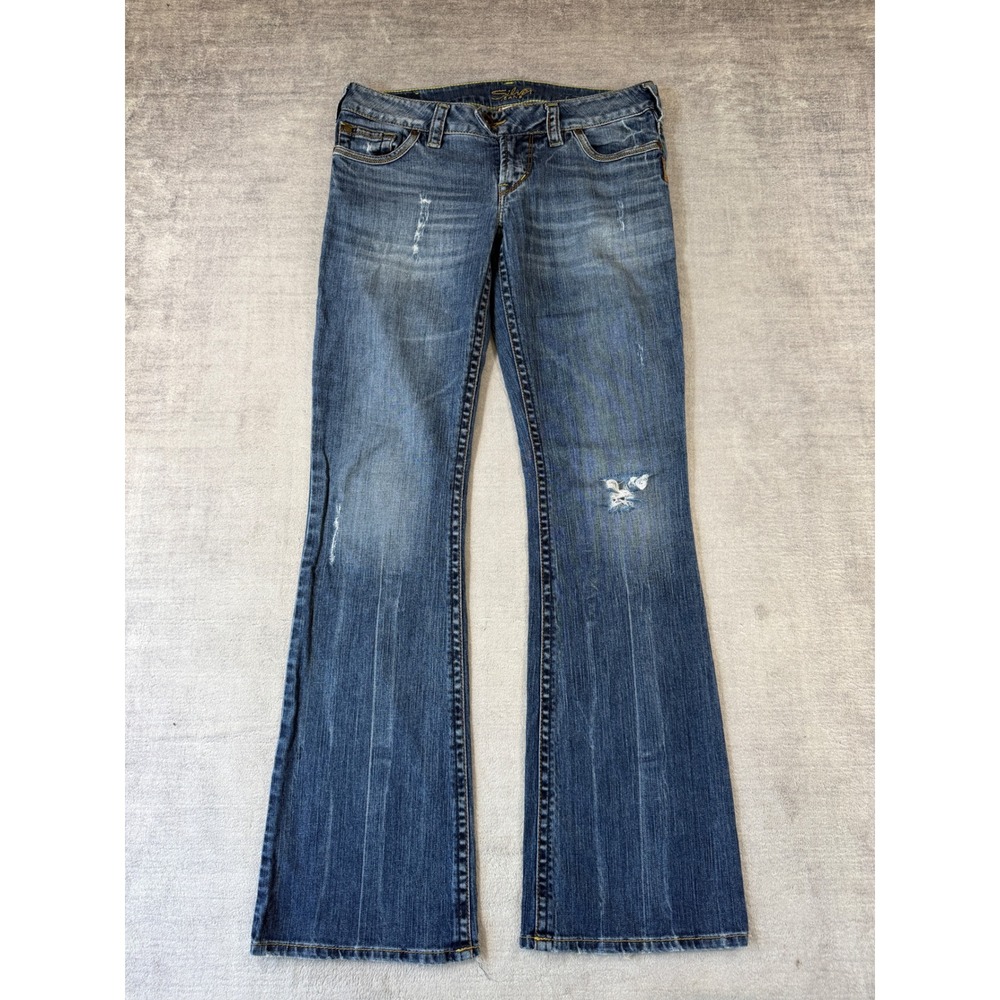 Silver Jeans Womens 29/33 Blue Tuesday Bootcut Distressed Low Rise Y2K Denim